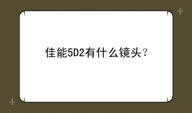 佳能5D2有什么镜头？