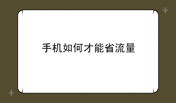 手机如何才能省流量
