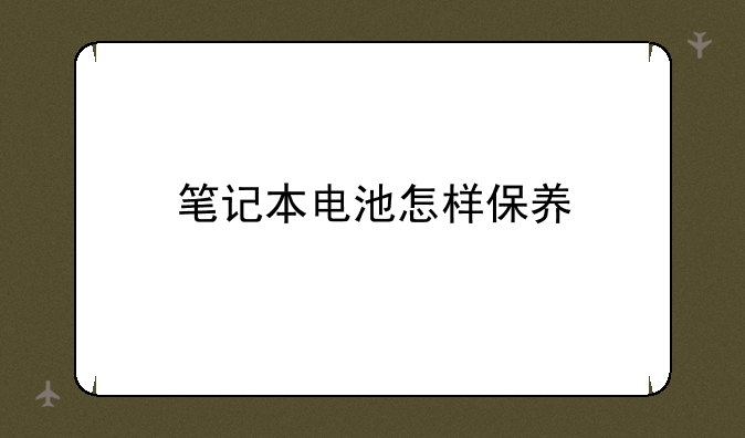 笔记本电池怎样保养