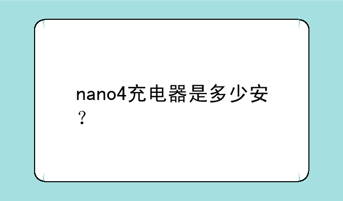 nano4充电器是多少安？