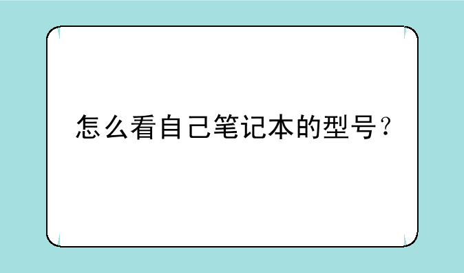 怎么看自己笔记本的型号？