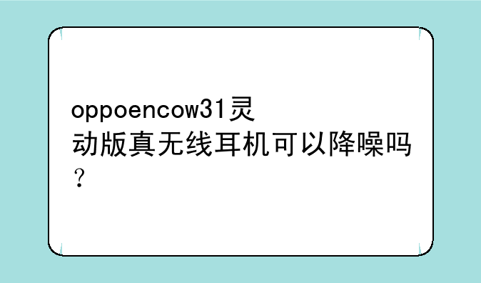 oppoencow31灵动版真无线耳机可以降噪吗？