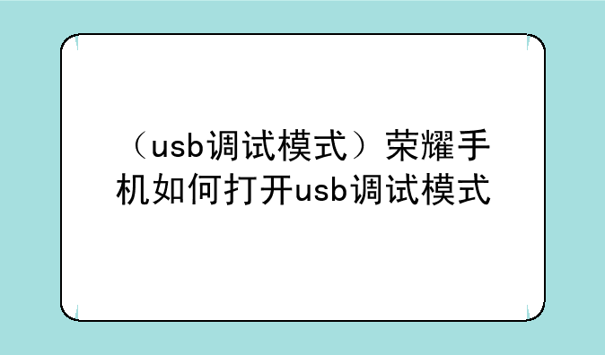 （usb调试模式）荣耀手机如何打开usb调试模式