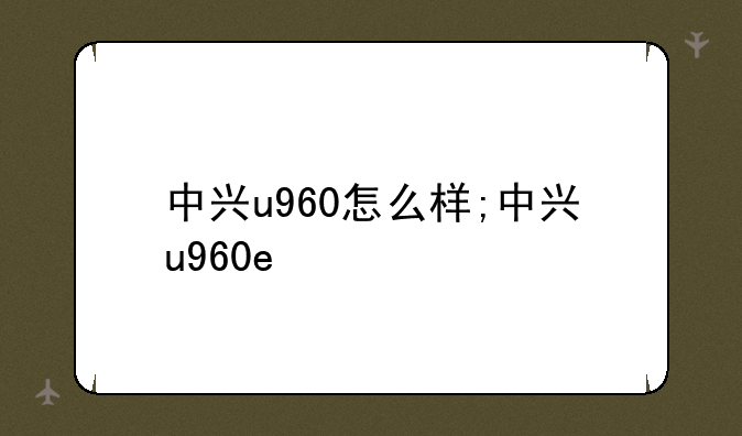 中兴u960怎么样;中兴u960e