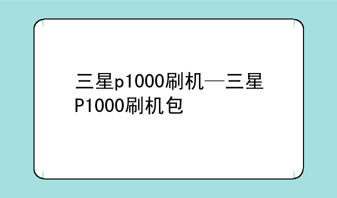 三星p1000刷机—三星P1000刷机包