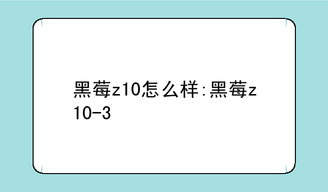 黑莓z10怎么样:黑莓z10-3