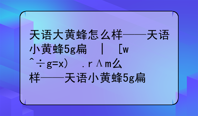 天语大黄蜂怎么样——天语小黄蜂5g手机值得购买吗